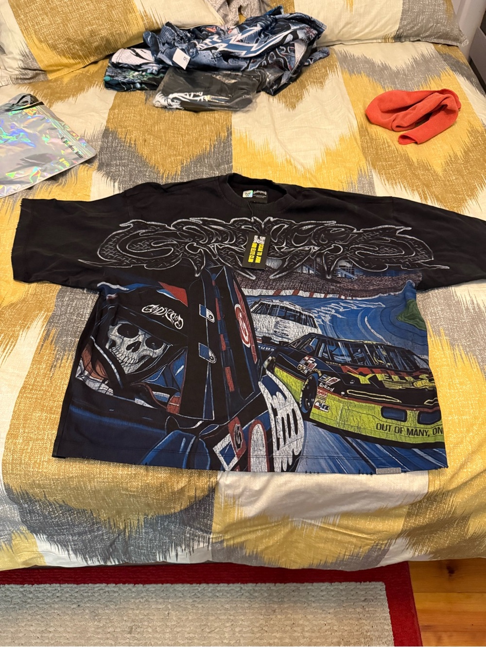 Godspeed Black Racing Nascar Graphic Tee - Skull Driver Print